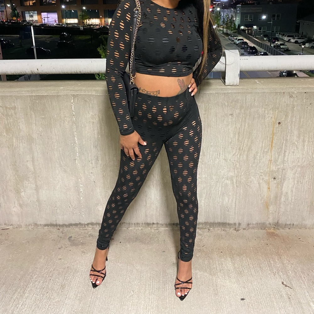 Black two piece cut it out set